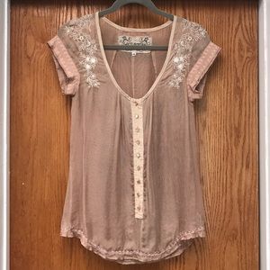 Pete & Greta sheer silk cap sleeve blouse